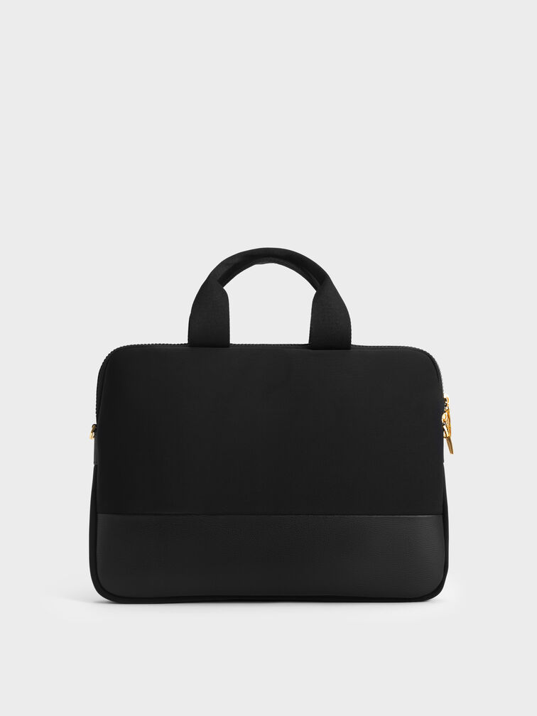 Textured Laptop Bag, Black, hi-res