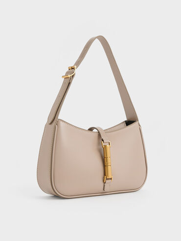 Cesia Metallic-Accent Shoulder Bag, Taupe, hi-res