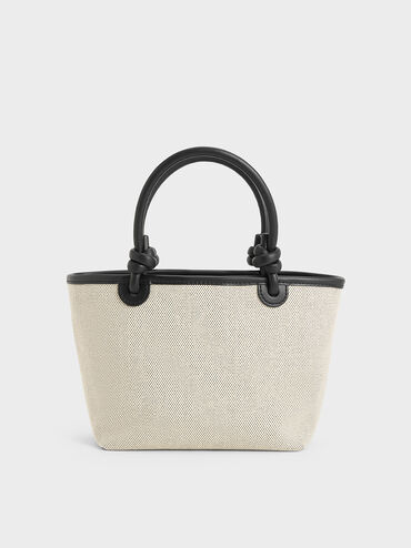 Sabine Canvas Knotted-Handle Tote Bag, Black, hi-res