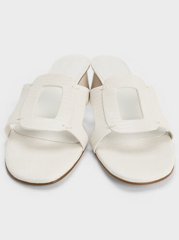 Easley Croc-Effect Cut-Out Heeled Sandals, Animal Print White, hi-res