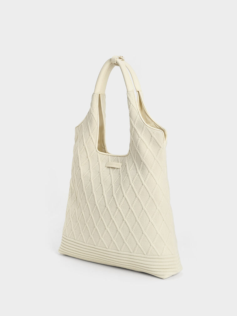 Willa Knitted Tote Bag, Cream, hi-res