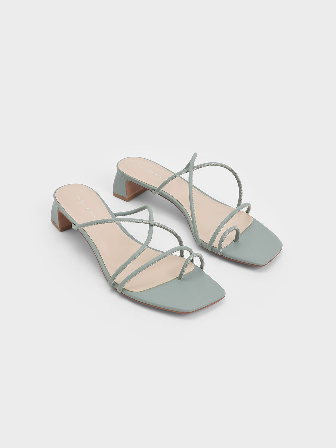 Sage Green Strappy Toe Ring Sandals CHARLES KEITH IN
