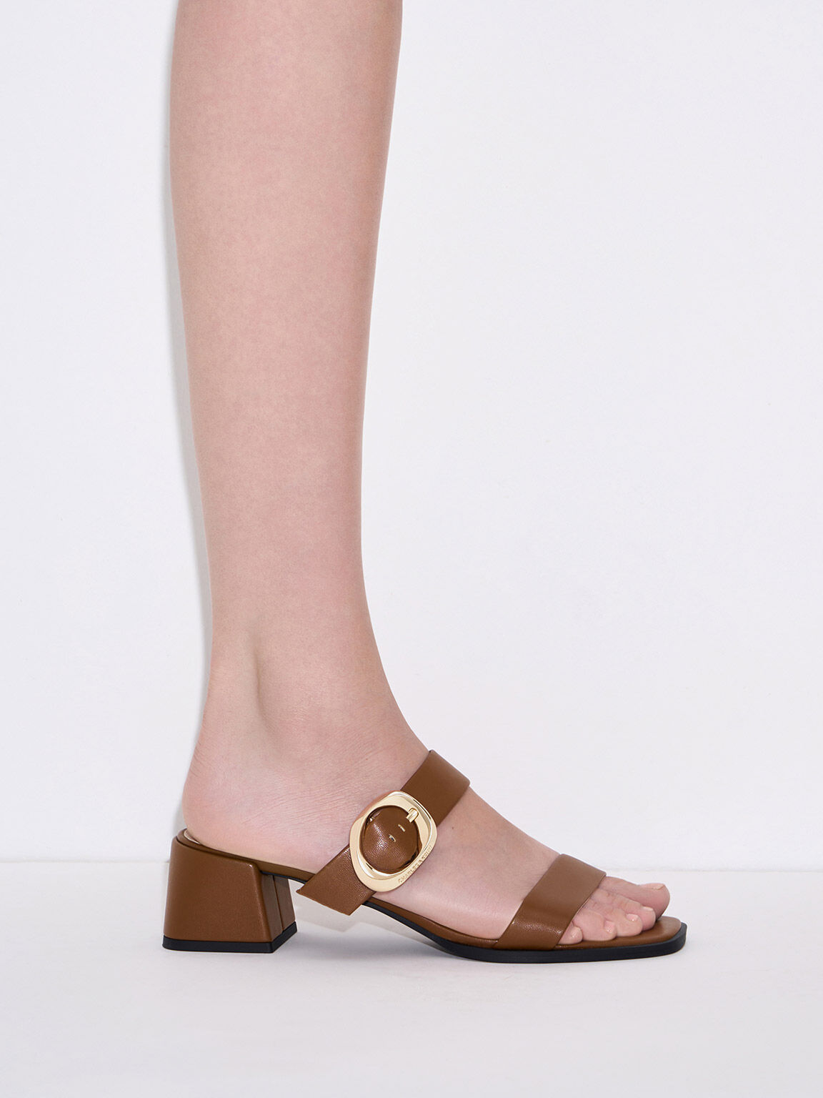 Brown block heel mules clearance