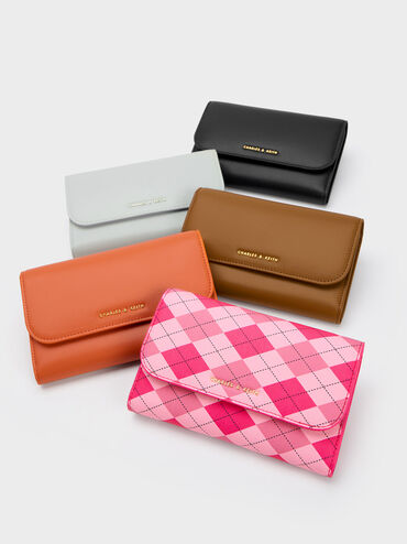 Front Flap Long Wallet, Fuchsia, hi-res