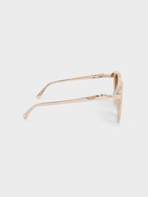 Oversized Square Acetate Sunglasses, Peach, hi-res