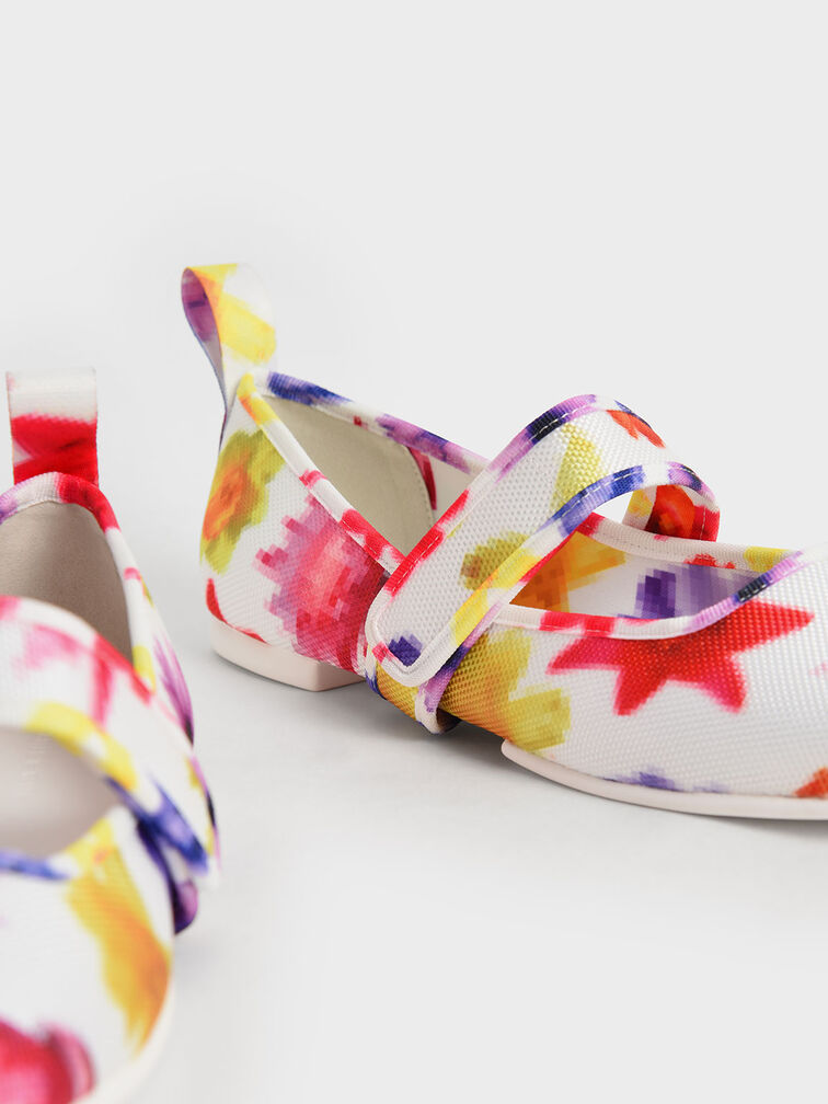 Multicoloured Nori Recycled Polyester Printed Mary Jane Flats CHARLES