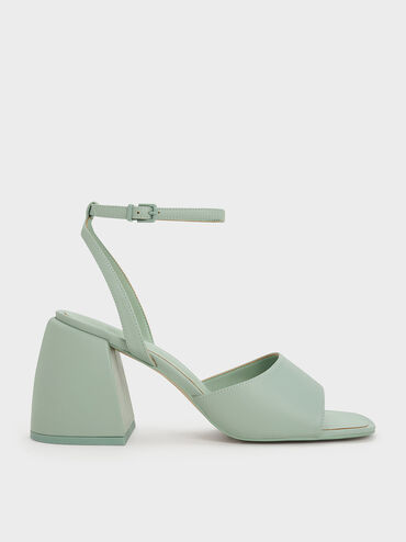 Chunky Block Heel Sandals, Mint Green, hi-res