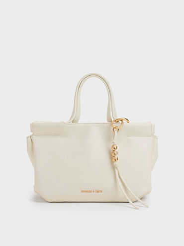 Mini Zephyr Tassel Tote Bag, Cream, hi-res