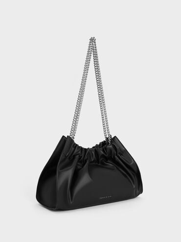 Cyrus Slouchy Chain-Handle Bag, Noir, hi-res