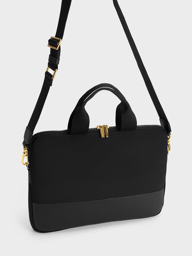 Textured Laptop Bag, Black, hi-res
