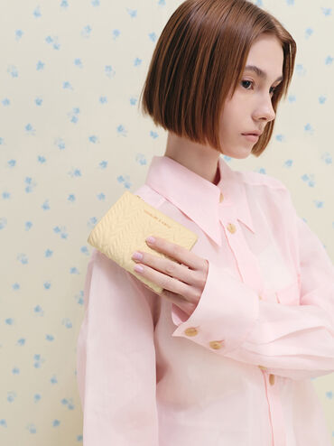 Apolline Textured Top-Zip Wallet, Butter Yellow, hi-res