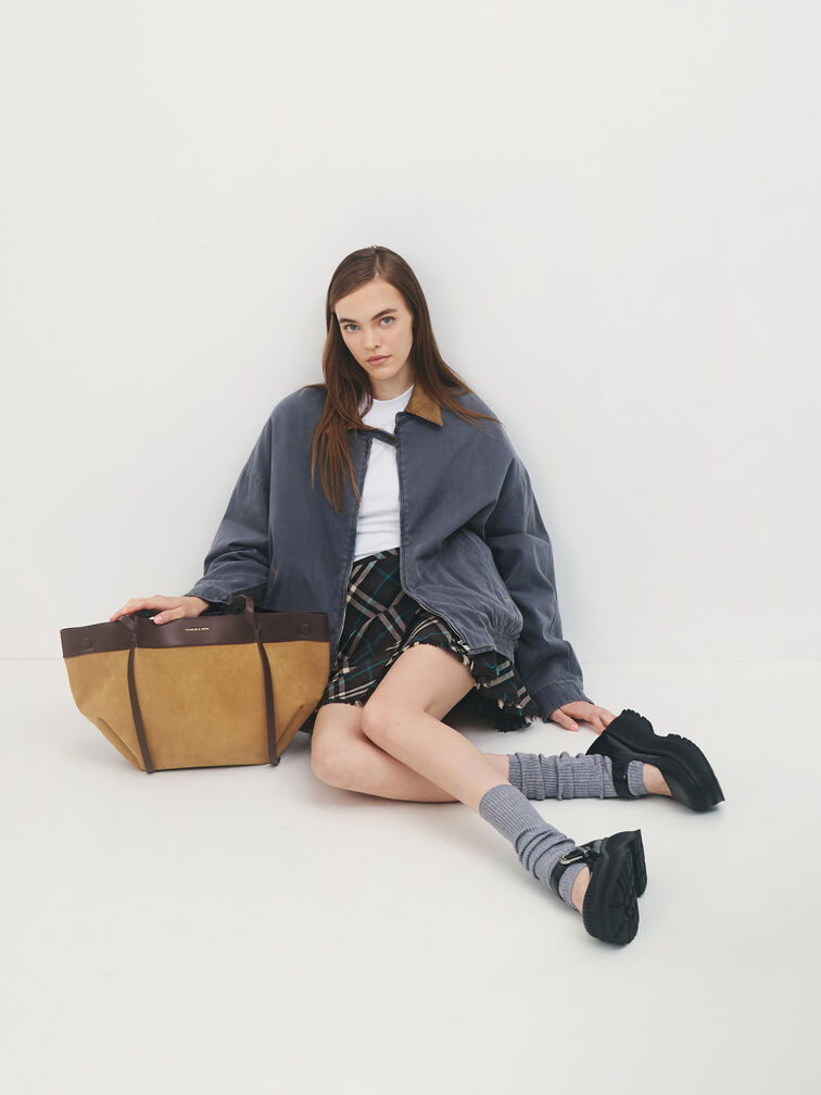Large Calla Suede Tote Bag, Sahara Sand, hi-res