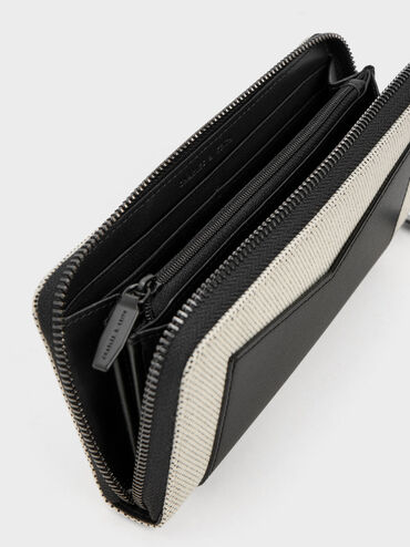 Gaia Canvas Two-Tone Zip-Around Wallet, Multi, hi-res