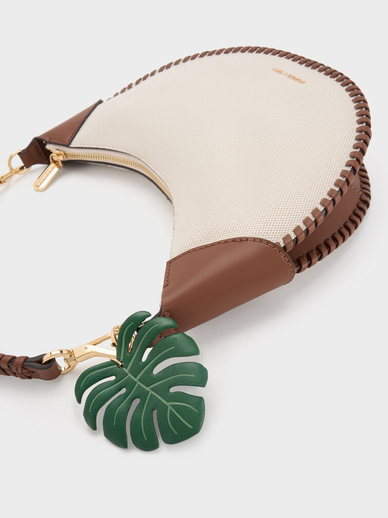 Blume Canvas Braided Curved Hobo Bag, Taupe Canvas, hi-res