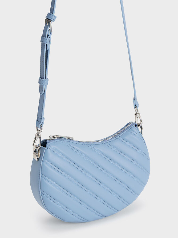 Freja Curved Panelled Bag, Light Blue, hi-res