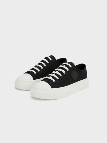 Kay Canvas Low-Top Sneakers, Black, hi-res