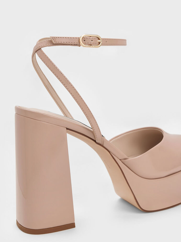 Patent Platform Ankle-Strap Pumps, Nude, hi-res