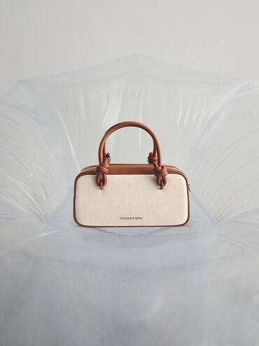 Sammie Canvas Knotted-Handle Elongated Bag, Taupe Canvas, hi-res