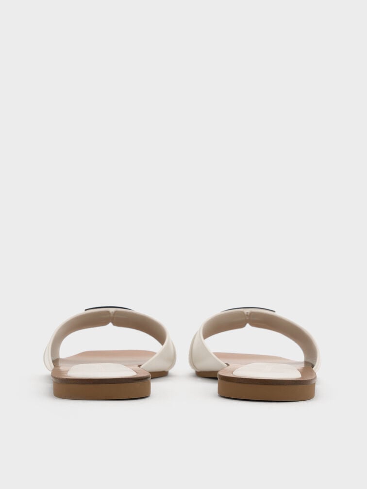Lando Metallic-Accent Belted Slide Sandals, Chalk, hi-res