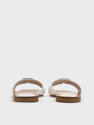 Lando Metallic-Accent Belted Slide Sandals, Chalk, hi-res