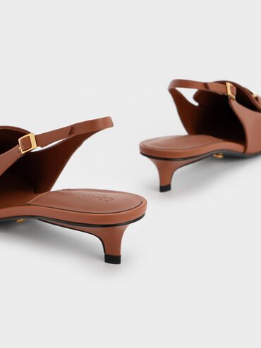 Gabine Leather Interlocking-Accent Slingback Pumps, Cognac, hi-res