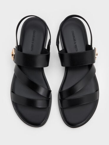 Yara Turn Lock Strappy Sandals, Black, hi-res