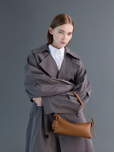 Leather Elongated Shoulder Bag, Cinnamon Tan, hi-res