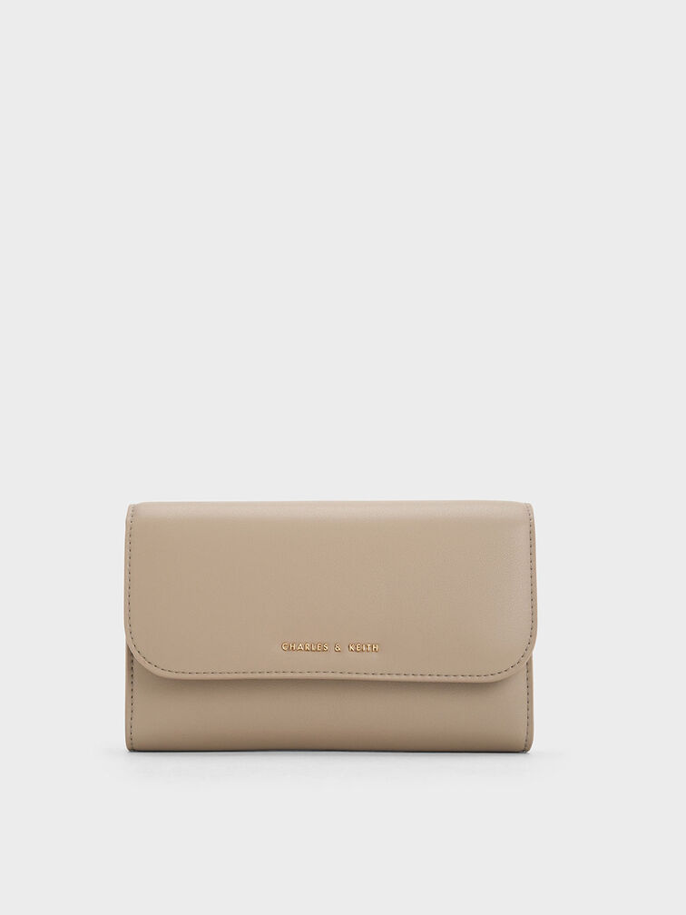 Octavia Front Flap Long Wallet, Taupe, hi-res