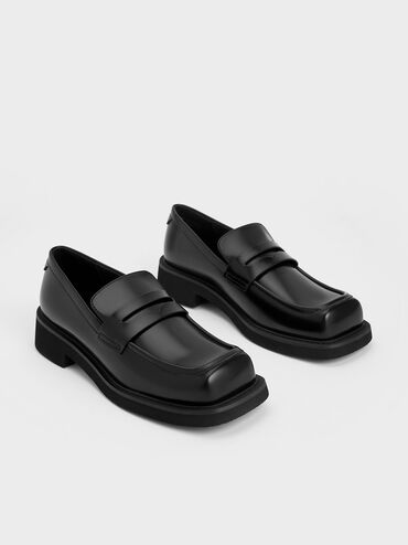 Monique Square-Toe Loafers, Black Box, hi-res