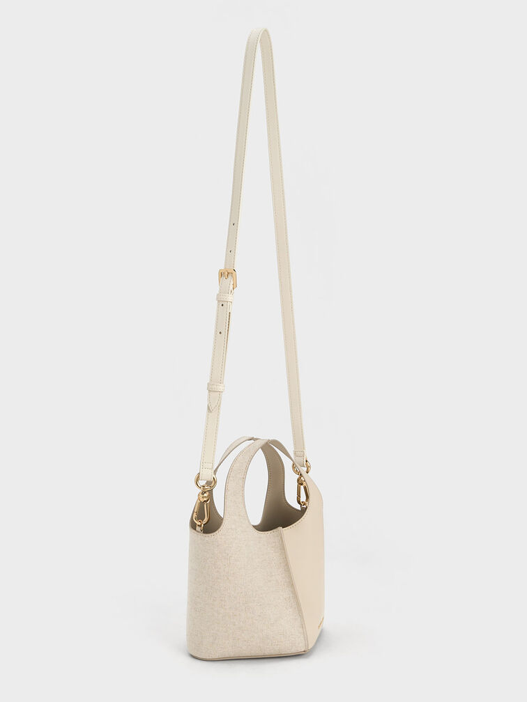 Arlys Linen Bucket Bag, Beige, hi-res