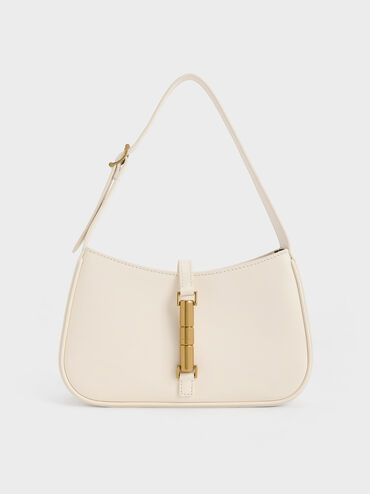 Cesia Metallic-Accent Shoulder Bag, Cream, hi-res