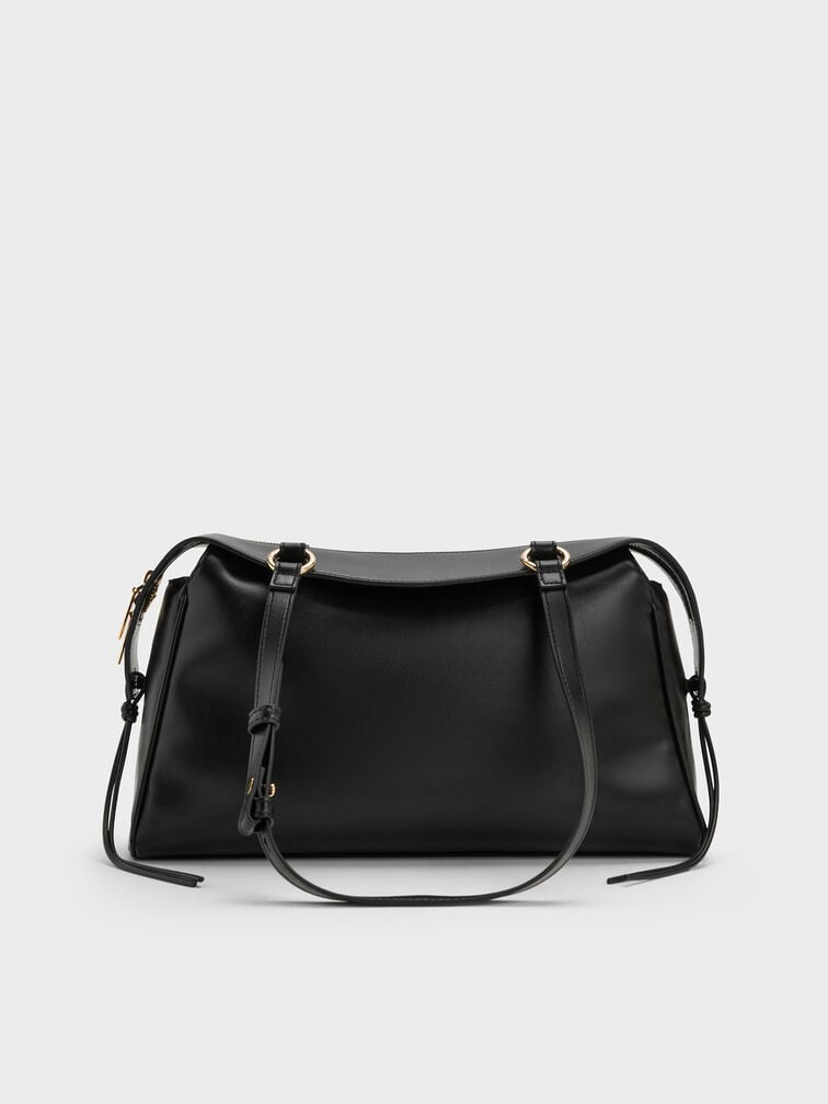 Haylen Braided-Charm Shoulder Bag, Black, hi-res