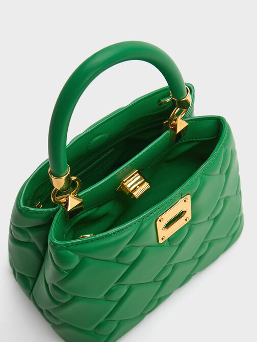 Tillie Quilted Top Handle Bag, Green, hi-res