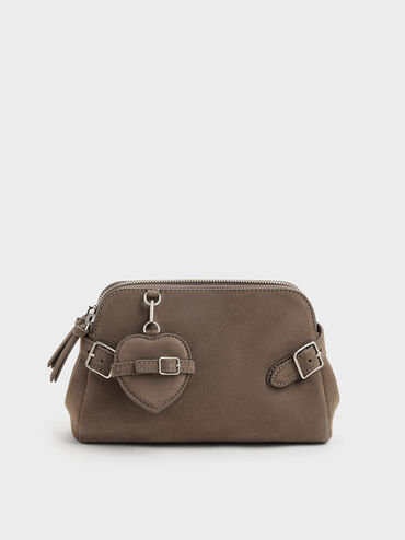 Nellie Heart-Charm Shoulder Bag, Stone Grey, hi-res