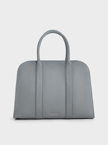 Axel Faux Suede Bowling Bag, Grey, hi-res