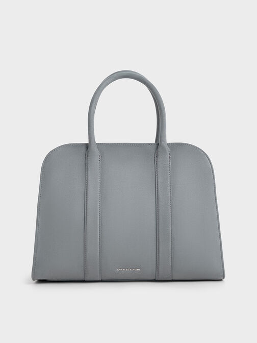 Axel Faux Suede Bowling Bag, Grey, hi-res