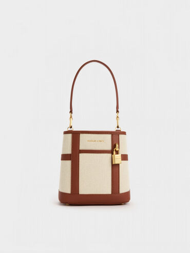 Scottie Canvas Bucket Bag, Brick, hi-res