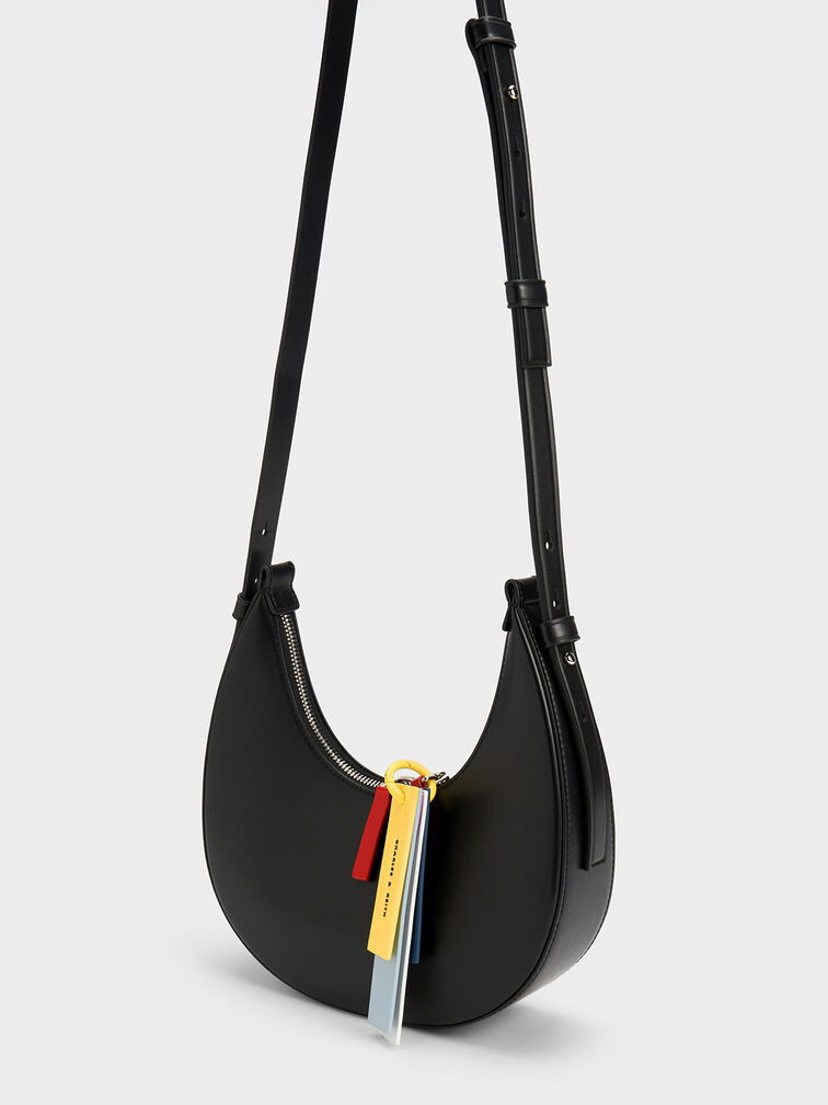 Carey Crescent Hobo Bag, Black, hi-res