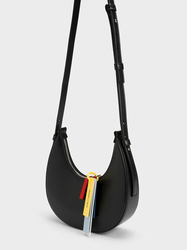 Carey Crescent Hobo Bag, Black, hi-res