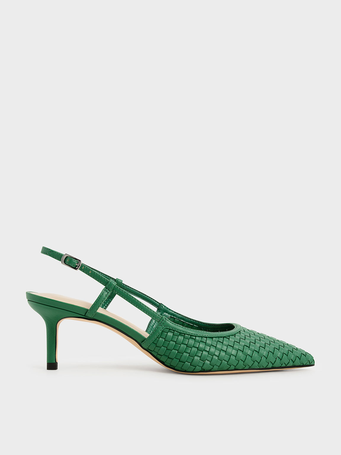 Green Woven Slingback Pumps CHARLES KEITH IN