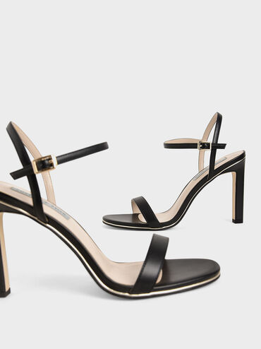 Back Strap Heeled Sandals, Black, hi-res