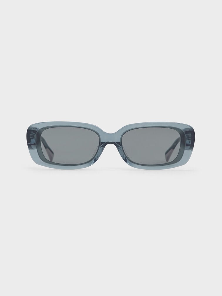 Aubrey Rectangular Recycled Acetate Sunglasses, Teal, hi-res