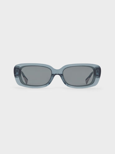 Aubrey Rectangular Recycled Acetate Sunglasses, Teal, hi-res