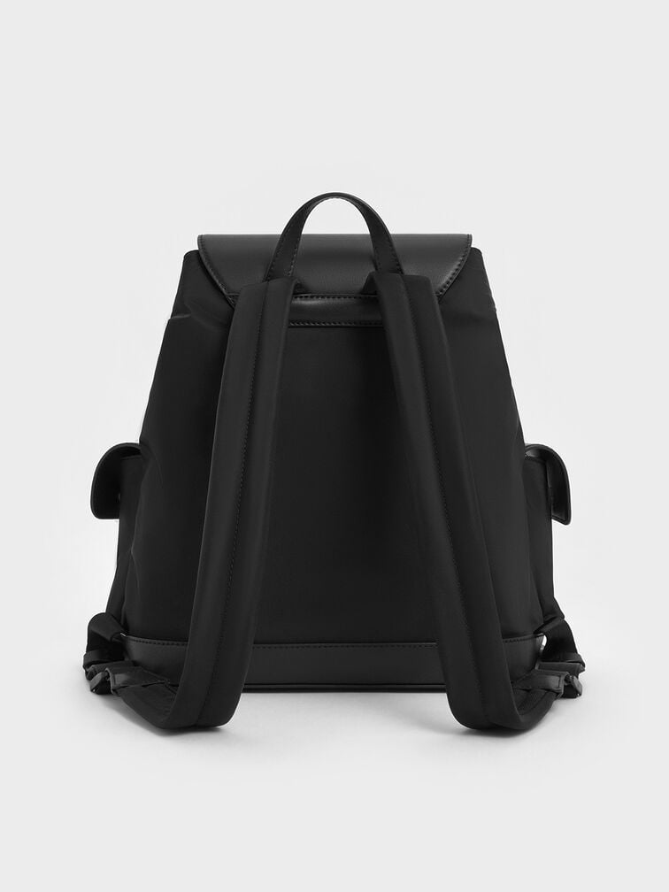Nylon Puffy Chain-Link Backpack, Noir, hi-res