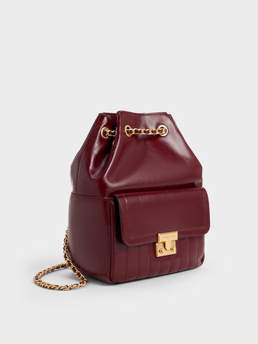 Donna Crinkle-Effect Backpack, Burgundy, hi-res