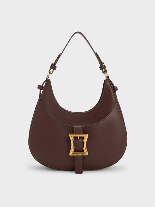 Xanthe Hobo Bag, Dark Brown, hi-res