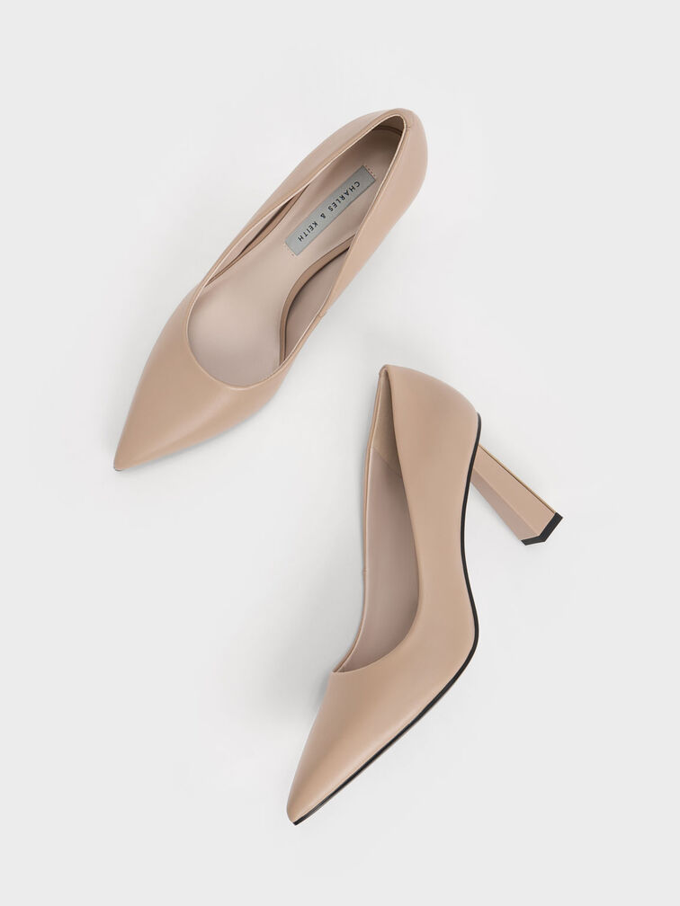 Trapeze Heel Pumps, Beige, hi-res