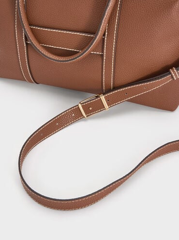 Chance Recycled Leather Bowling Bag, Chocolate, hi-res