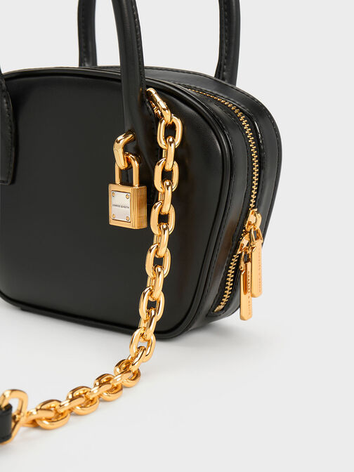 Suki Padlock Tote Bag, Black, hi-res