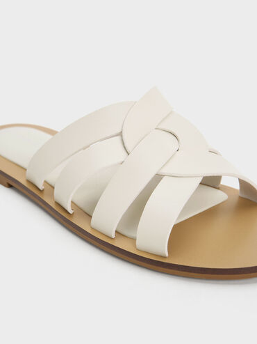 Interwoven Slide Sandals, Chalk, hi-res